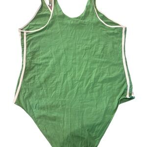 Wild Fable green one-piece bodysuit with white piping
